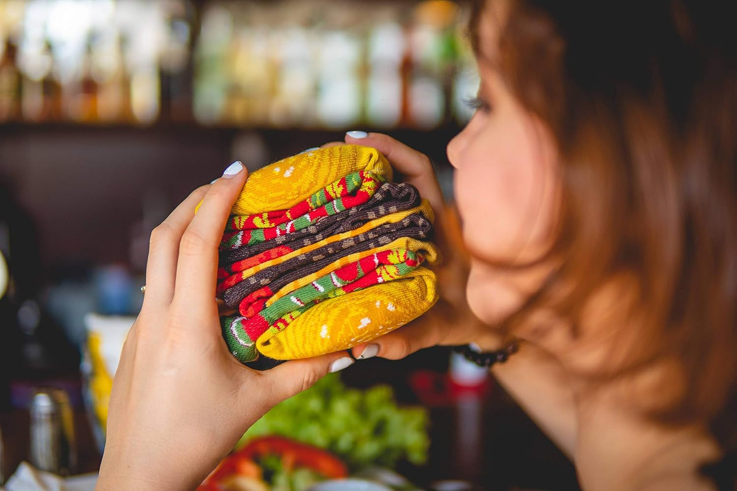 - Men Women Funny Burger Socks Box - 2 Pairs