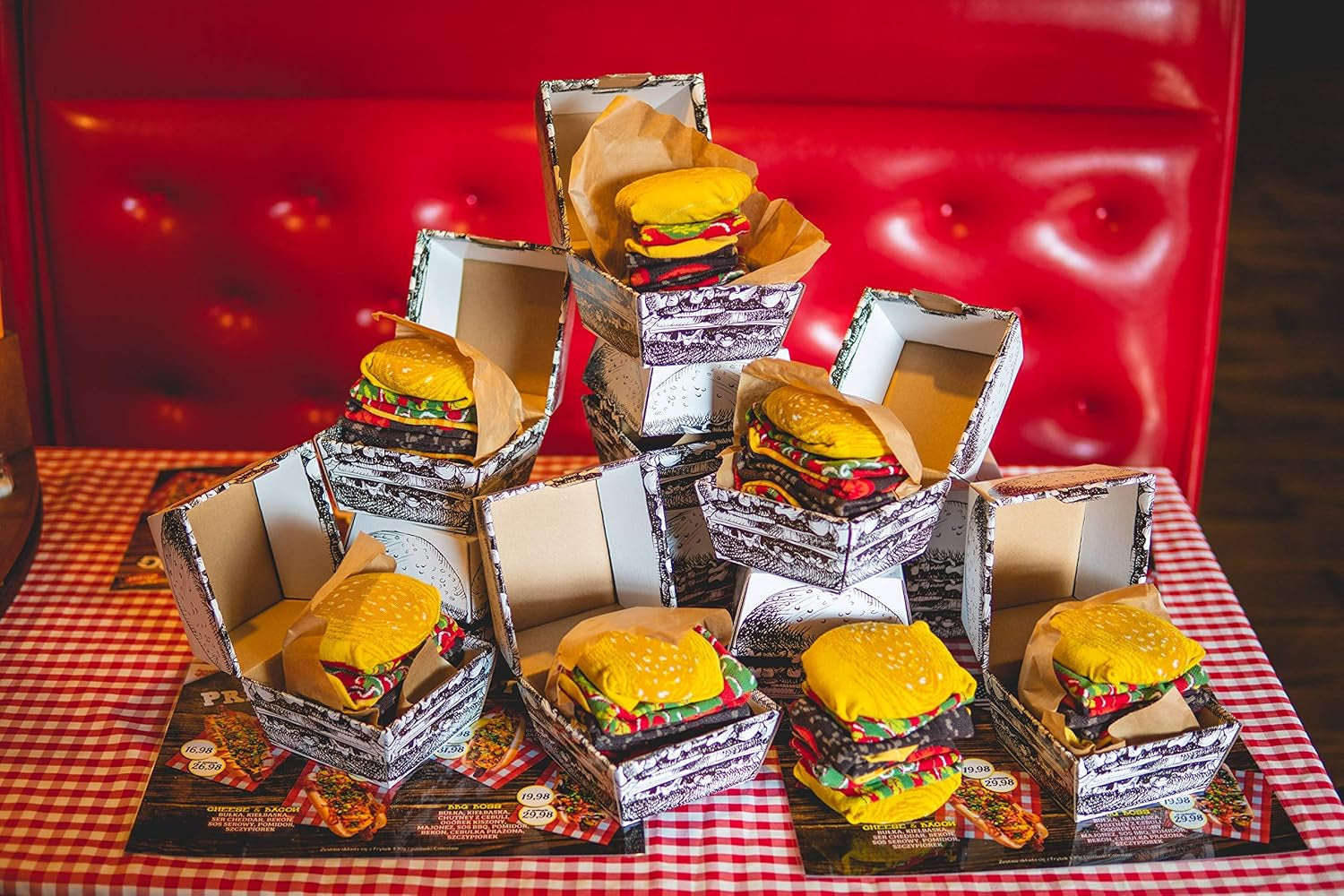 - Men Women Funny Burger Socks Box - 2 Pairs