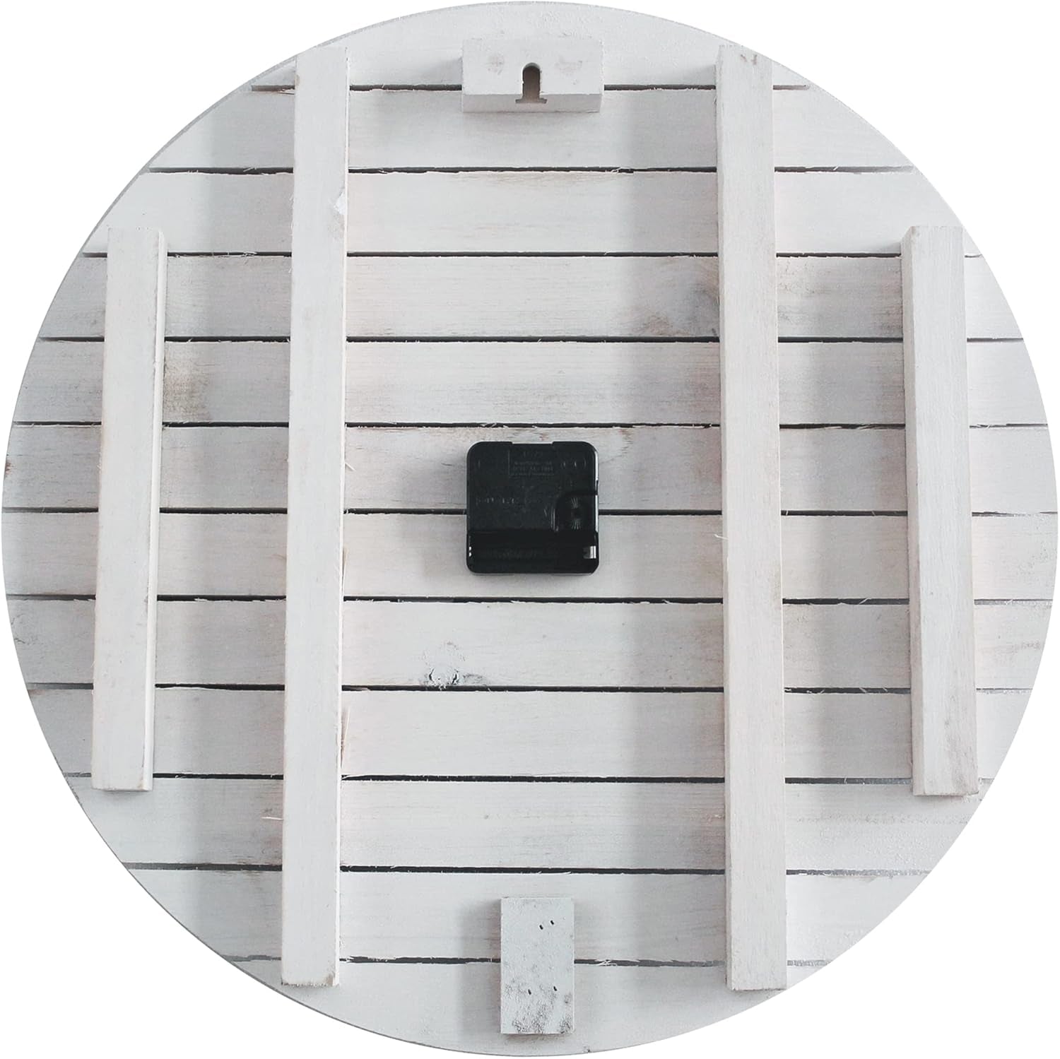 & Co. White Farmhouse Shiplap Wall Clock, Large Vintage Decor for Living Room, Home Office, Round, Wood, Boho, 18 Inches